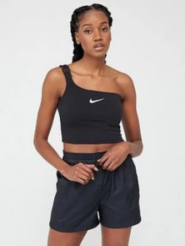 Nike Nsw Swoosh Aysymmetric Crop Tank Top - Black