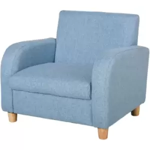 Homcom - HOCMOM Linen Child Armchair Wood Frame w/ Padding Seat Low-Rise Bedroom Blue