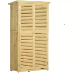 Outsunny - 87 x 47 x 160cm Wooden Garden Storage Shed w/ Asphalt Roof, Natural - Natural wood finish