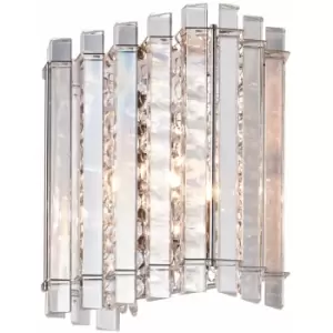 Glass Wall Light Clear Crystal & Chrome Plate 28W G9 Dimmable Living Room