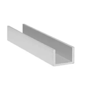 Anodized Aluminum Profile u Channel Bar Strip - Size 2000x25x15x2mm - Pack of 2