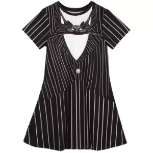 Nightmare Before Christmas Girls Jack Skellington Costume Dress (11-12 Years) (Black/White)