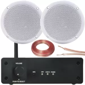 Bathroom Wi Fi Ceiling Speaker Kit Wireless Amp & 2x 80W Moisture Resistant