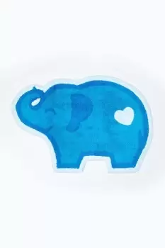 Cotton Washable Tufted Blue Elephant Rug