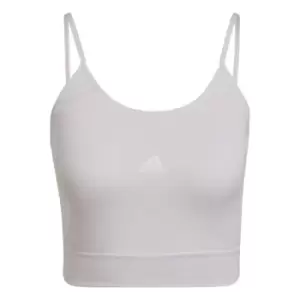 adidas AEROKNIT Seamless Crop Top Womens - Almost Pink / White