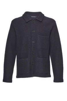 Mens French Connection Boiled Wool Shirt Jacket Marine