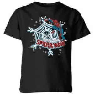 Marvel The Amazing Spider-Man Snowflake Web Kids Christmas T-Shirt - Black - 5-6 Years