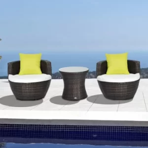 Outsunny 3 Piece Rattan Vase Set Conservatory Patio Outdoor Garden Furniture Chair Stackable Tea Coffee Table