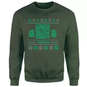 Harry Potter Slytherin Christmas Christmas Jumper - Green - L