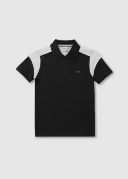 Boss Kids Logo Collar Polo Shirt In Black