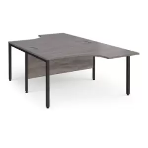 Maestro 25 back to back ergonomic desks 1400mm deep - Black bench leg frame and grey oak top