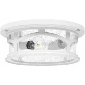 Loops - Outdoor IP44 1 Bulb Flush Light Low Ceiling White LED E27 40W