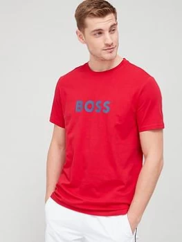 BOSS Logo Swim T-Shirt - Red , Red, Size S, Men