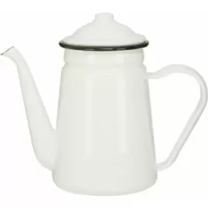 White Coffee Pot White Fancy Pot White Curved Handle And Gooseneck Shaped Mouth For Minimal Spillage Coffee and Tea Pot 1.0 Litre 19 x 21 x 11