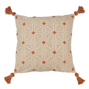 Chia Tufted Cotton Cushion Coral / 50 x 50cm / Polyester Filled