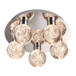 Versa LED 5 Light Bathroom Flush Chrome, Acrylic Bubble Effect IP44