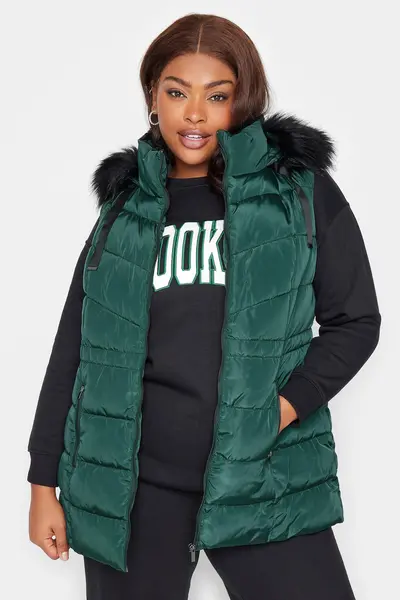 Yours Padded Gilet Green