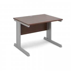 Vivo Straight Desk 1000mm x 800mm - Silver Frame Walnut Top