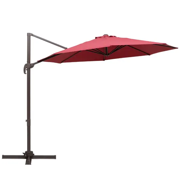 Outsunny Outdoor Market Patio Umbrella with Crank, Tilt, and 8 Ribs Red