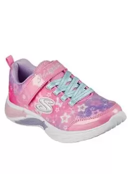 Skechers Girls Star Sparks Lighted Gore & Strap Trainer, Pink Multi, Size 12 Younger