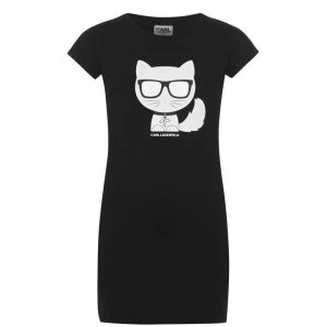 KARL LAGERFELD Junior Girls Cat T Shirt Dress - Black 09B