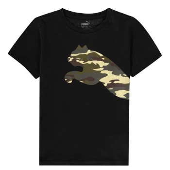 Puma Big Cat QT T Shirt Junior Boys - Black/ camo