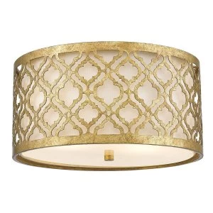 2 Light Flush Mount Ceiling Light Gold, E27