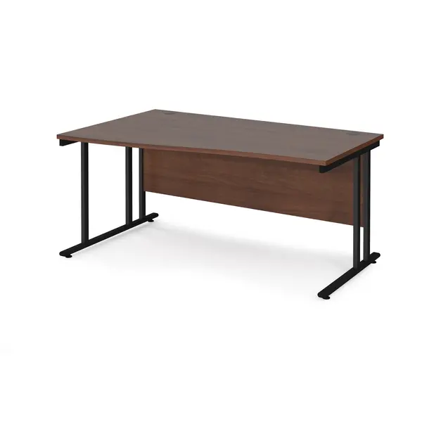 Maestro 25 Wave Desk Black Frame and Walnut Table Top - Left Hand - 1600mm