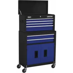 Topchest & Rollcab Combination 6 Drawer with Ball-bearing Slides - Blue