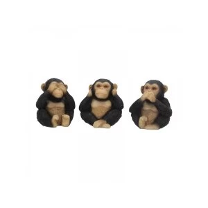 Three Wise Chimps Monkey Statues