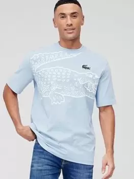 Lacoste Large Croc Print T-Shirt - Light Blue, Size L, Men