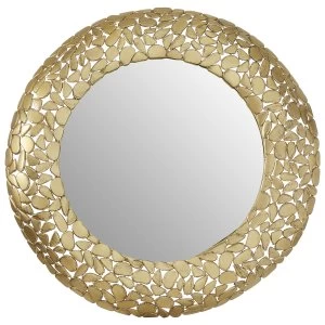 Premier Housewares Templar Wall Mirror with Pebble Effect - Brass Finish