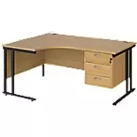 Dams International Left Hand Ergonomic Desk MC16ELP3KO 1,600 x 1,200 x 725 x 800 - 990 mm