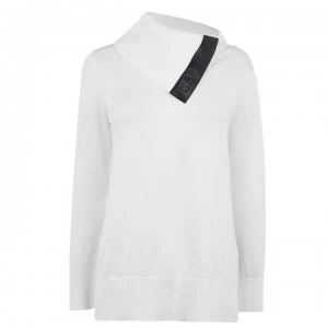 DKNY Split Neck Jumper - IVORY/BLACK