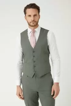 Mens Slim Fit Khaki Fine Waistcoat