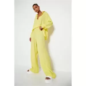 I Saw It First Lemon Crinkle Oversized Wide Leg Trousers - Yellow