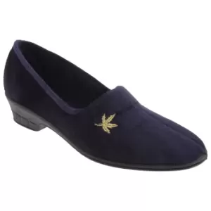 Sleepers Womens/Ladies Andover Heeled Motif Leaf Slippers (4 UK) (Navy Blue)