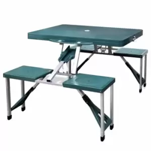 Foldable Camping Table Set with 4 Stools Aluminium Extra Light Green Vidaxl Green