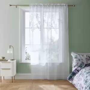 Wisteria Floral Slot Top Curtain Panel, White, 55 x 90" - Catherine Lansfield