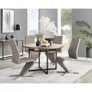 Furniturebox Adley Brown Wood 120cm Storage Dining Table & 4 Cappuccino Willow Silver Feet Faux Leather Chairs