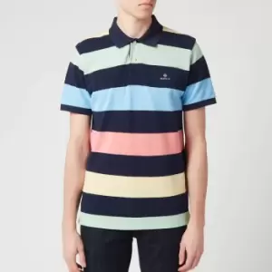 GANT Mens Barstripe Pique Rugger Polo Shirt - Multi - L