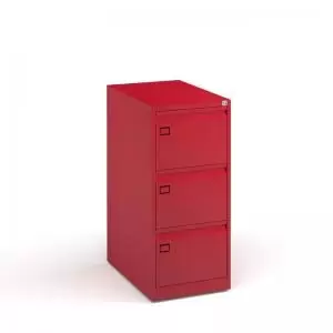 Steel 3 drawer executive filing cabinet 1016mm high - red