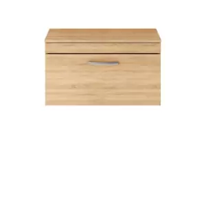 Nuie Athena 800 Wall Hung Single Drawer Vanity & Worktop - Natural Oak