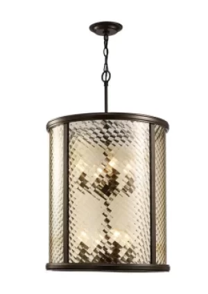 Asia Ceiling Pendant 8 Light E14 Oiled Bronze, Clear Glass