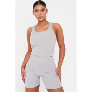 I Saw It First Grey Rib Crop Cycling Shorts - Grey