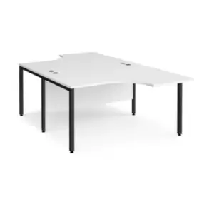 Office Desk 2 Person Corner Desk 1400mm White Tops With Black Frames Maestro 25