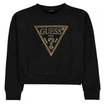 Guess Glitter Logo Sweatshirt - Jet Black P9Z9