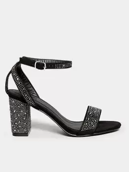 Yours Extra Wide Fit Diamante Sandal - Black, Size E, Women