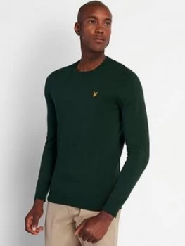 Lyle & Scott Crew Neck Cotton Merino Jumper - Green, Size XL, Men