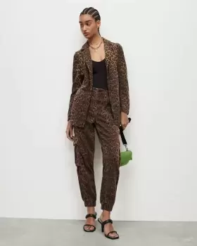 AllSaints Frieda Leopard Print Cargo Trousers